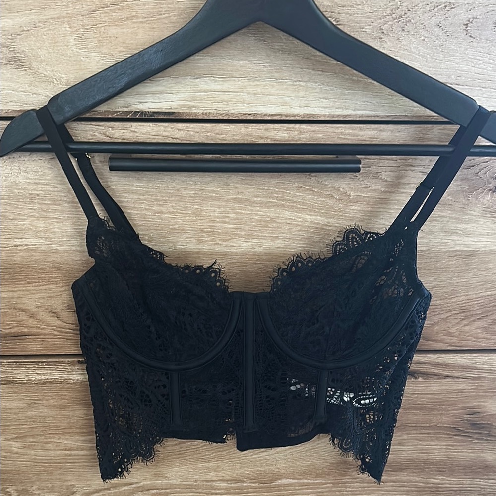 Anthropologie Black Lace Bra with Adjustable Straps